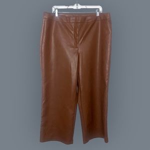 Tan Pleather Wide Leg Pants
